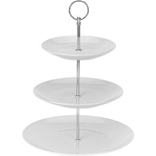 Erinomainen Houseware Etagère posliini, 3 tasoa, valkoinen, 3 hyllyä, 16cm, 20cm, 25cm