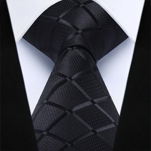 Mænds slips lommetørklæde ternet slips & lomme firkantet sæt B