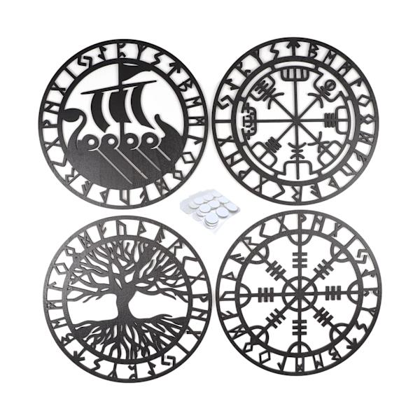 Viking nordisk mytologi runor träornament medeltida dekorativa väggskulpturer väggprydnad kompass livets träd väggdekoration B