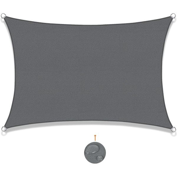 Rektangulær skygge sejl 2.5x3m Vandtæt skygge klud UV beskyttelse Grey 2.5x3m