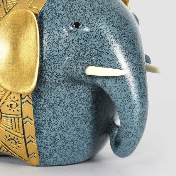 Resin Elephant Pencil Holder Creative Pen Holder Desktop Stationery Organizer Storage Box Tidy (Blue)