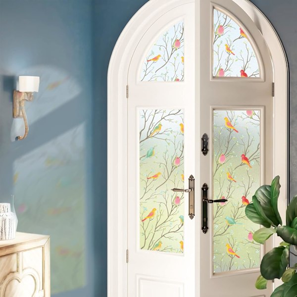 Stained Glass Window Film Privacy: Frosted Film for Glass Windows Self Adhesive Opaque Decorative Bird Patterned Vinyl Privacy Films 44 * 200cm