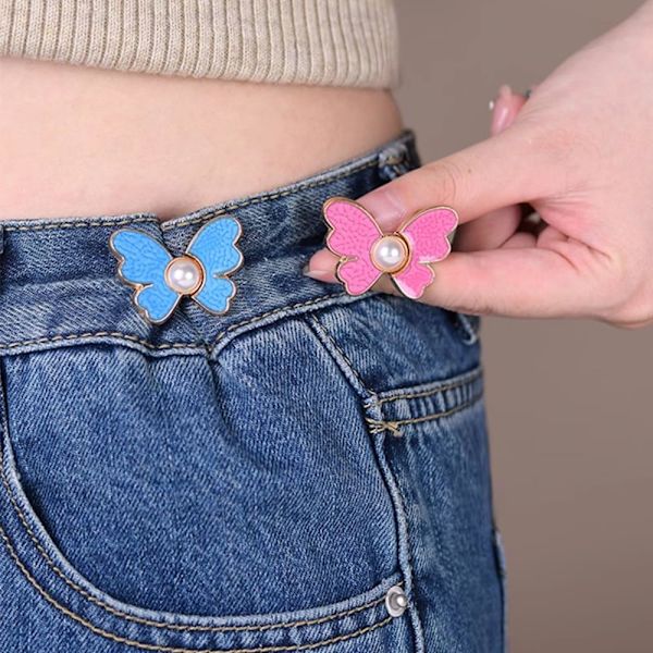 9 st jeans knappnålar, fjäril byx midja spännare justerbar midja spänne förlängare knapp byxa midja spännare klämma