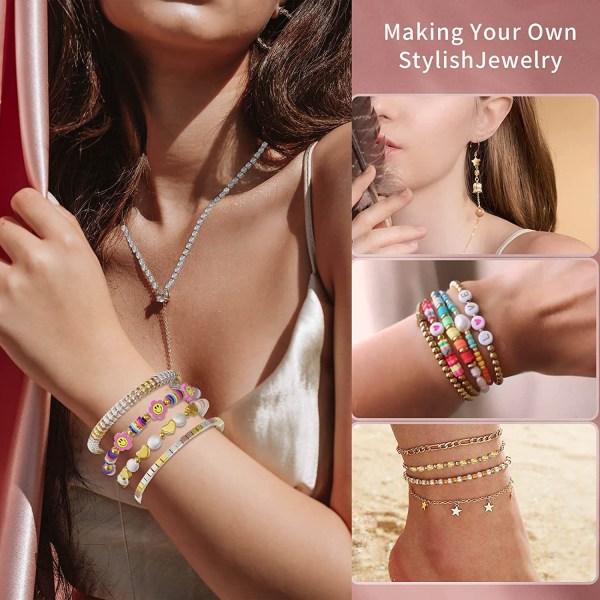 8 Styles Beads Beads Armband Making Kit för flickor, 1740 st. Diverse distanspärlor för vänskap Armbandstillverkning, personliga presenter för tonårsflickor