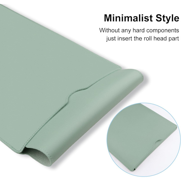 PU Læder Laptop Sleeve til MacBook Air 15 tommer A2941 M2 Chip, Indvendig Blød Plys Fortykket Polstret Bærbar Rejse Notebook Taske Etui (Grøn)