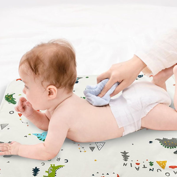 1 stk. 31,5x39,4 tommer vandtætte pusleunderlag, genanvendelige lækagesikre tremmesengsunderlag, bærbare unisex baby puslemåtter til hjemmet og rejser
