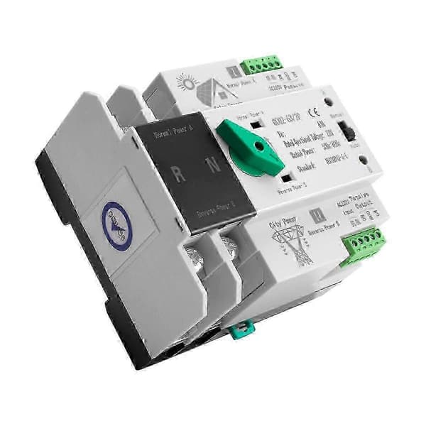 Fotovoltaisk solcelle ATS Automatisk fer Switch Din Skinne 2P AC220V ATS PV System Strøm til Cit)