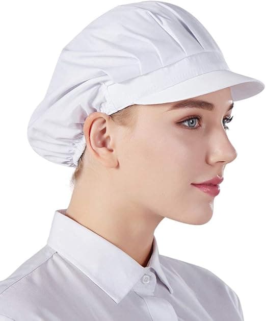 1 st kockmössa unisex, elastisk kockmössa, köksbageri, matlagningsmössa för män och kvinnor med brätte - vit