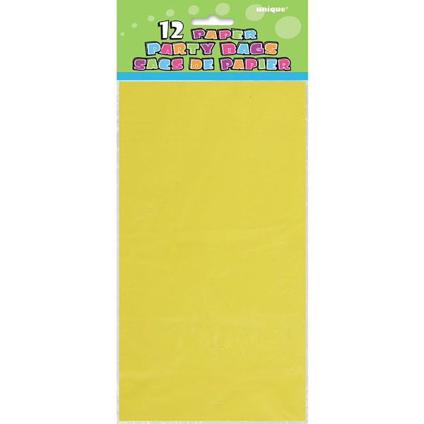 Gule papirfestposer (25 cm x 13 cm) 12 stk. - Perfekt til fester og begivenheder Yellow