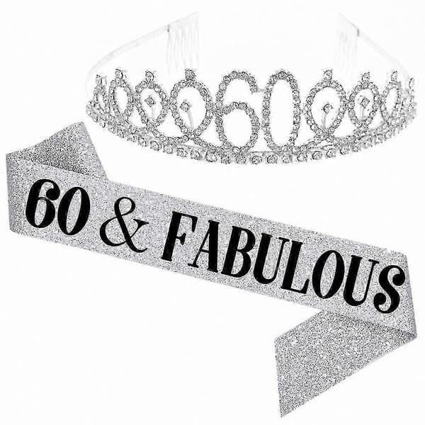 Glitter Rhinestone Bokstav Skjerf og Tiara Sett for Kvinner Bursdagsfest Dekor