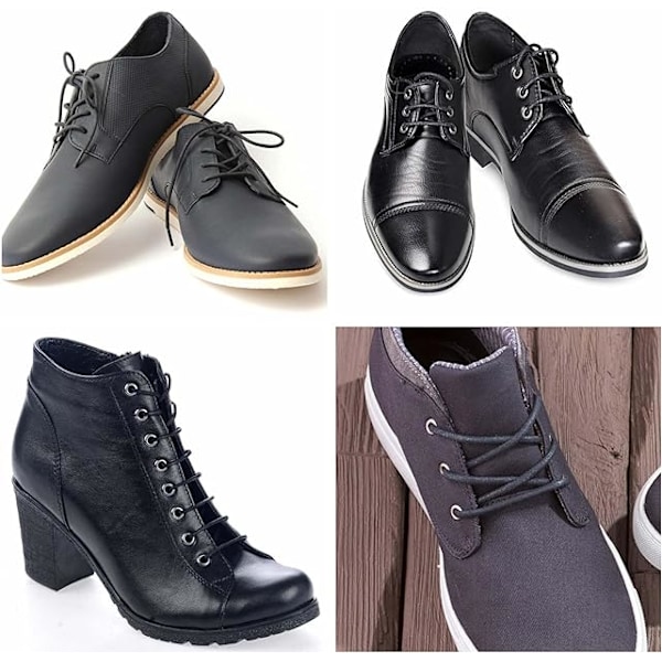 Pyöreät muodolliset mekkojen kengännauhat, halkaisija 2,5 mm ohuet Oxford-kengännauhat Brogues Derby- tai Blucher-kengille (musta) Black