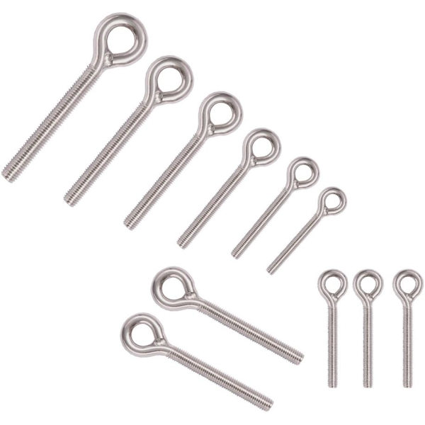M6 304 Rustfritt Stål Lang Ring Skrue Gjengestang Ring Bolt 10PCS