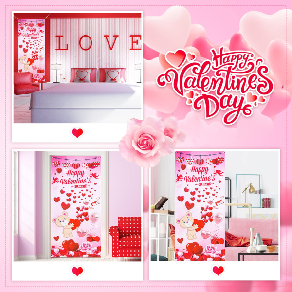 Gratulerer med valentinsdag Dørtrekk Stort stoff Valentinsdag Tilbehør Hengende Holiday Door Streamers