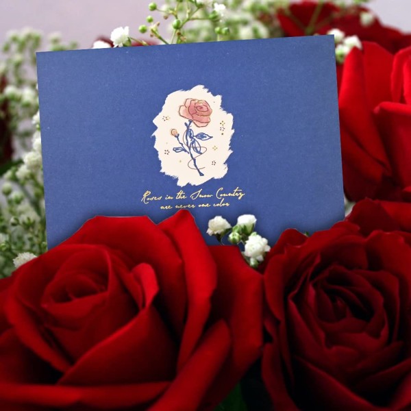 Rose Pop Up-kort Bursdagskort 3D Pop Up-kort for kvinner Kone Blomst gratulasjonskort Valentinsdag Jubileumskort Morsdagskort (blå)