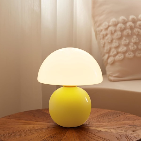 Mushroom Lamp Small Lamp, Table Bedside Nightstand Lamp for Bedroom, Aesthetic Home Decor for Living Room Girl Gifts,Yellow