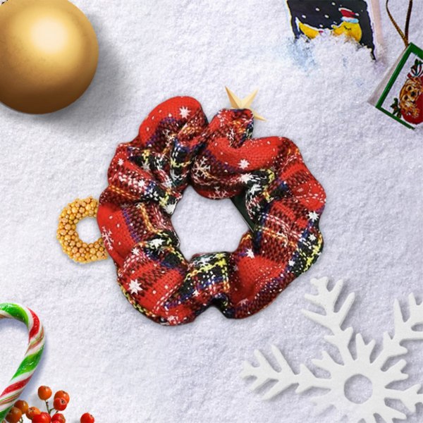 5pcs Christmas Hair Scrunchies, Elastic Ponytail Holders Hair Ties for Thick Hair Curly Hair Thin Hair Scrunchies