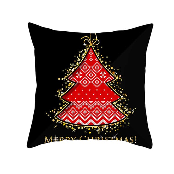 Sort Rød Guld Juletræ Pudebetræk, 50x50cm Pudebetræk