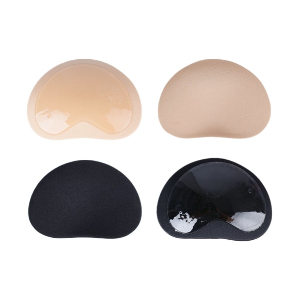 par bh-inläggsskydd (svart + hudfärg) bröstförstärkare i silikon push up bh-inlägg bröstförstoring för baddräkt och bikini
