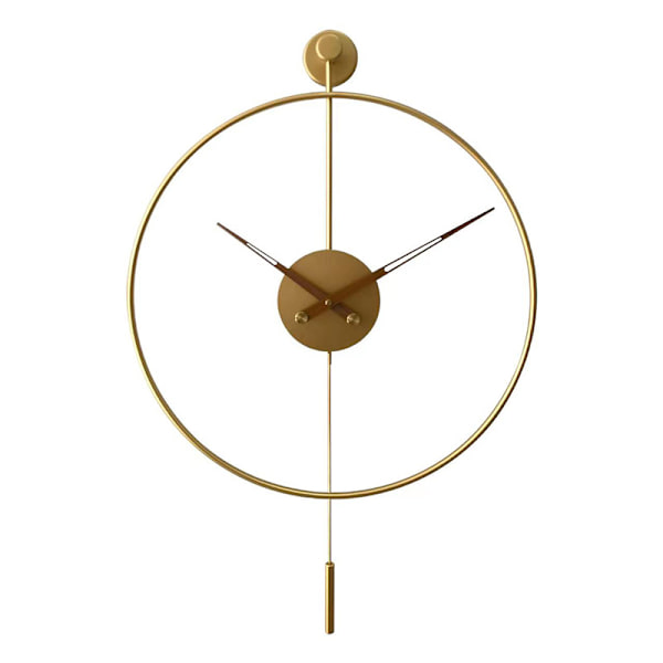 Klassisk stor pendelväggklocka dekorativ konst klockor rund minimalistisk modern klocka icke tickande tyst metallväggklocka 50cm guld gold