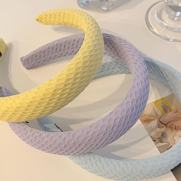 Hårbånd til kvinders hår, vaffelhårbånd høj elastisk blød fuld wrap alsidig behagelig stilfuld pandebånd-gul