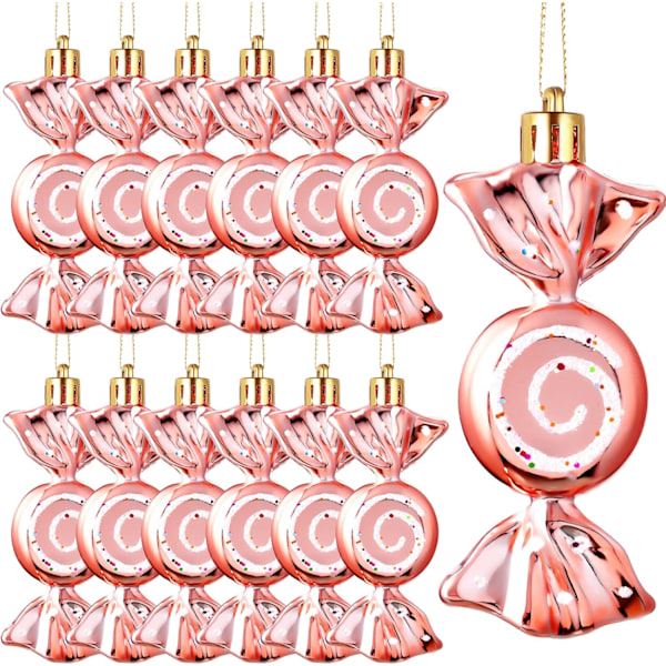 12 stycken julgodis hängande glitter pepparkakor julgran godis pepparkaks prydnader för jul halloween fest dekoration ros guld