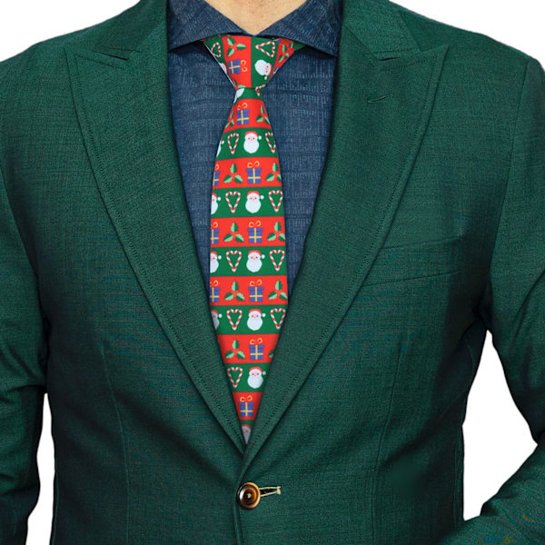 Julhalsdukar för män, herrjulshalsduk, tomtebälten, julhalsdukar, festliga slipsar, semesterhalsdukar Red green Santa Claus