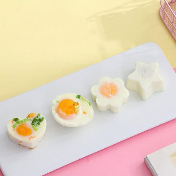 Egg Poaching Cups Egg Steamed Bakeware Pudding Mold Cooking Tools for Kitchen 4PCS egg boiler Pink
