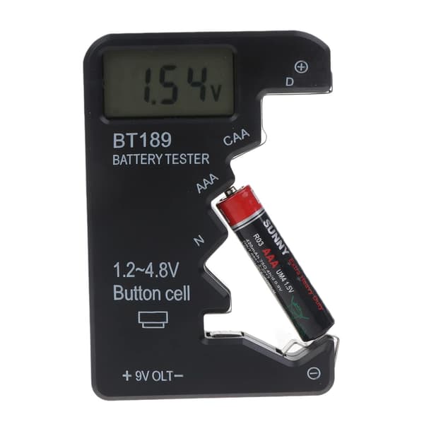 Batteritest, Universal Batterichecker Lille Batteritest til C, , AAA, D, N, 9V, 6F22 Batteri 1.5V 3V Knapcelsbatteri, Grå