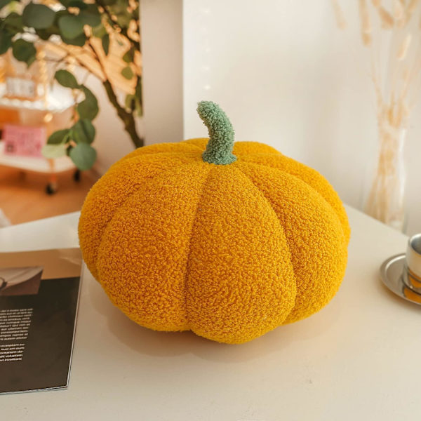 Halloween Gresskar Pledd Pude, Fylt Gresskar Myk Plysj Leke Sofa Pude Myk Gresskar Pledd Dekorasjon (Gul)