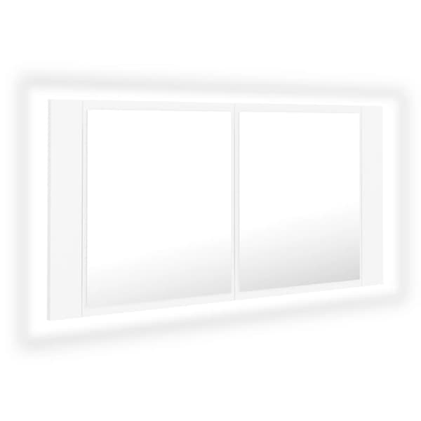 vidaXL Spegelskåp med LED Vit 90x12x45 cm Akryl white Vit