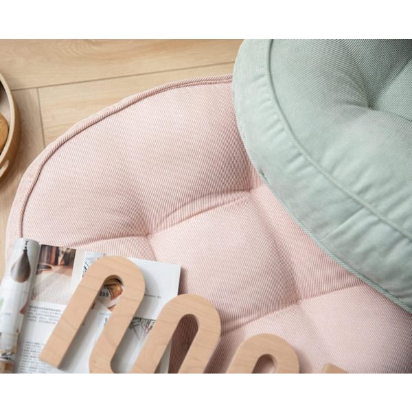 Korduroyhdistä valmistettu pyöreä tuolipehmuste, suurikokoinen, yksivärinen, tuftattu, paksu meditaatiotyyny, tatami-lattiatuolipehmuste, 22x22 tuumaa, vaaleanpunainen