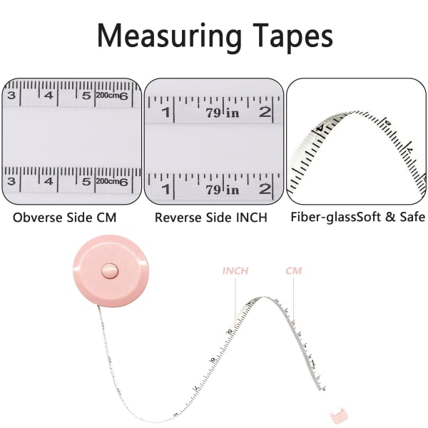 Dual Sided Body Waist Measuring Soft Tape,3PCS Measuring Tape for Body, Pocket Meter Tape Measure Retractable for Body Sewing Clothes Tailor 200cm