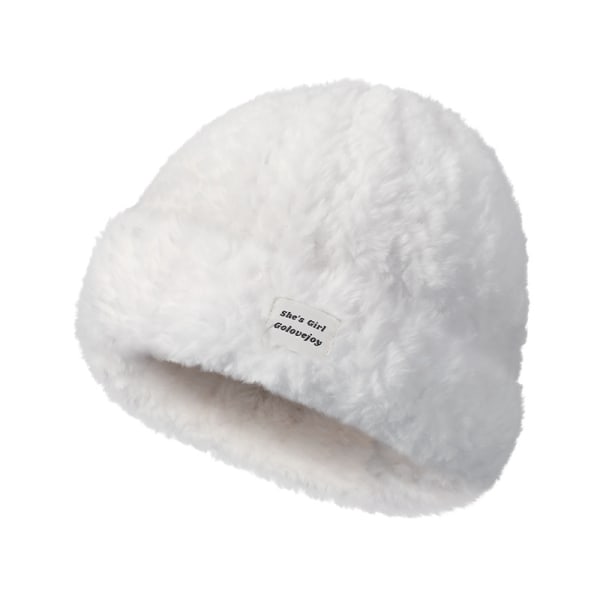 Vinterhatte til kvinder imiteret pels-kasket Vintage varm hat white