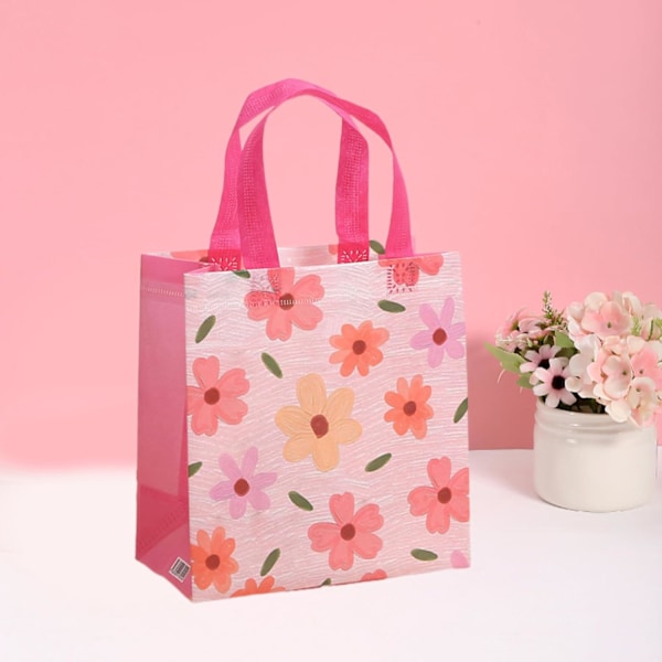 12 stk Blomstgaveposer, Takkgavepose med Håndtak til Bursdag, Graduation, Bryllup, Babyshower