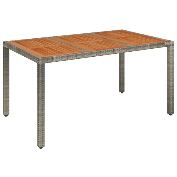 vidaXL Havebord med træplade grå 150x90x75 cm polyrattan 20000 Grå