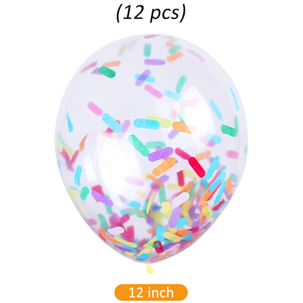 12 Konfetti Party Ballonger Regnbåge Konfetti Ballonger 12 Tum Flerfärgad Latex Ballong med Ljusa Färgglada Konfetti Förfylld
