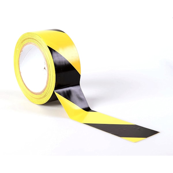 Adhesiv signalteip, Signal Safety Adhesive Tape, 50 mm x 33 m per rull, for gulvmerking, svart, gule striper