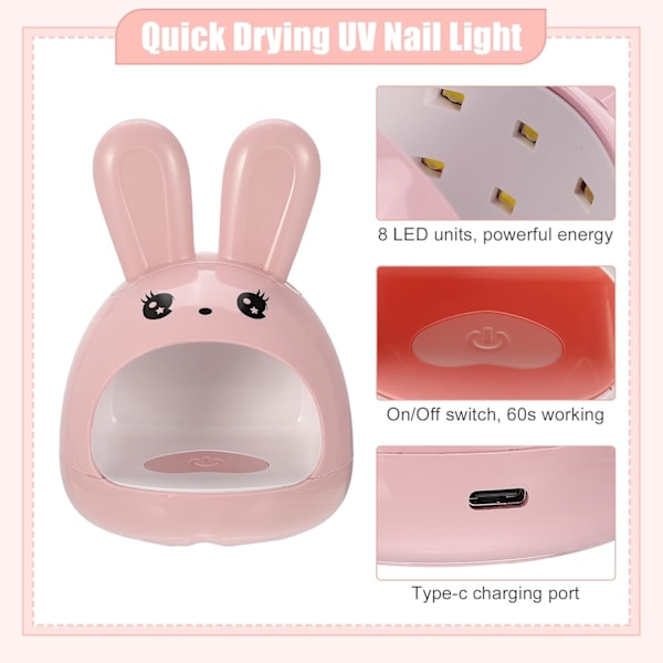 24W Mini Ljus för Gelnaglar, Liten Nagelhärdningslampa, 60s Snabbhärdande Nagellampa, Nagellampa för Kvinnor Flickor Hem Nagelkonst DIY, Rosa