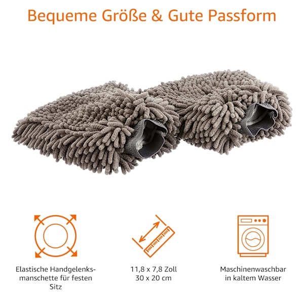Bilvask Handske Håndklæde Mikrofiber Pakke med 2 Mørkegrå 30x20cm
