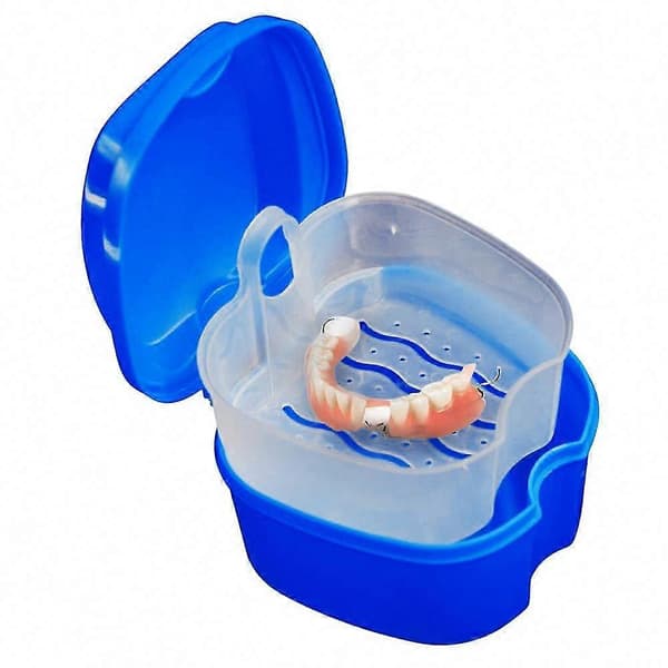 Oppbevaringsboks for proteser, kompakt reiseetui for løstenner, full beskyttelse, beholder for protesebad