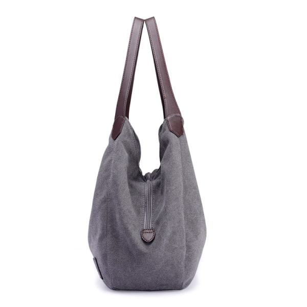 Kvinner lerretsveske Vintage Top Handle Tote Bag Multifunksjonell Casual Tote Bag Skoleveske