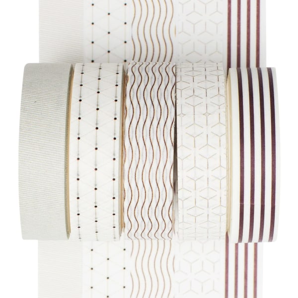 5 ruller Washi Tape sæt Kreative Basic Skinny Dekorative Tapes til Kunst, DIY Håndværk, Bullet Journals, Planlæggere, Scrapbooking, Indpakning (Linje)