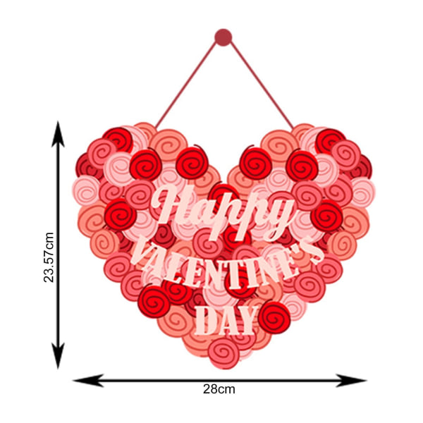 Festlig dørhængende vedhæng Farverigt fronttilbehør Valentinsdagsskilt Romantisk ornament med rødt hjertemønster Happy Valentine's Letter Print 2