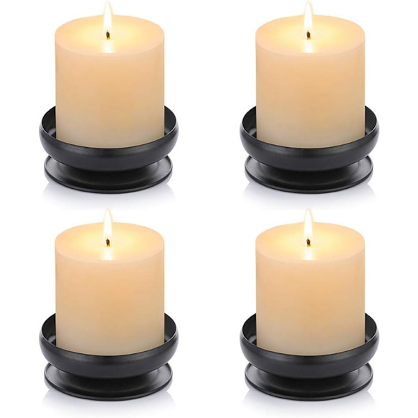 4 st Ljusstake, Svart 4pc