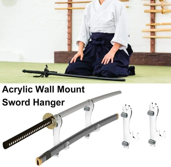 1 par lyssværdssværdstativer Samurai Saber vægmontering Display to sværd Martial Arts sværdstativ（Transparent） Transparent
