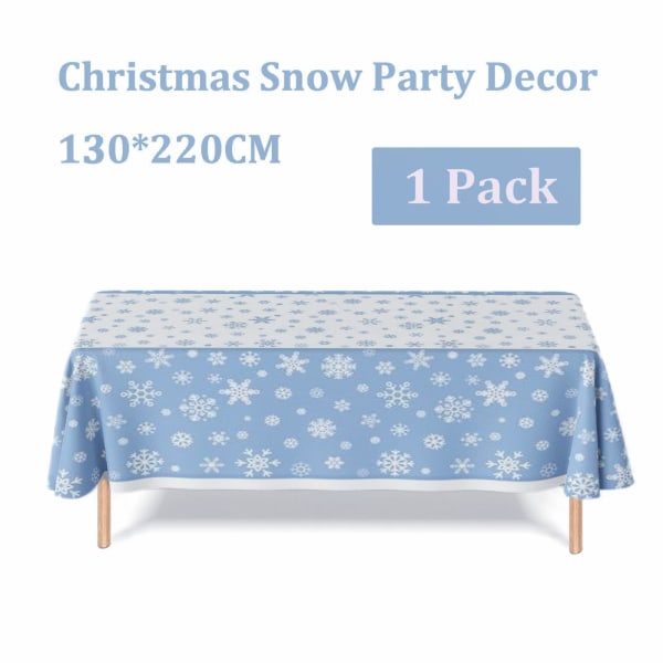 130*220 cm blå og hvid snefnug engangsdug til julepynt, julefrosne vintersnefnug borddæksler Vinter rektangulært
