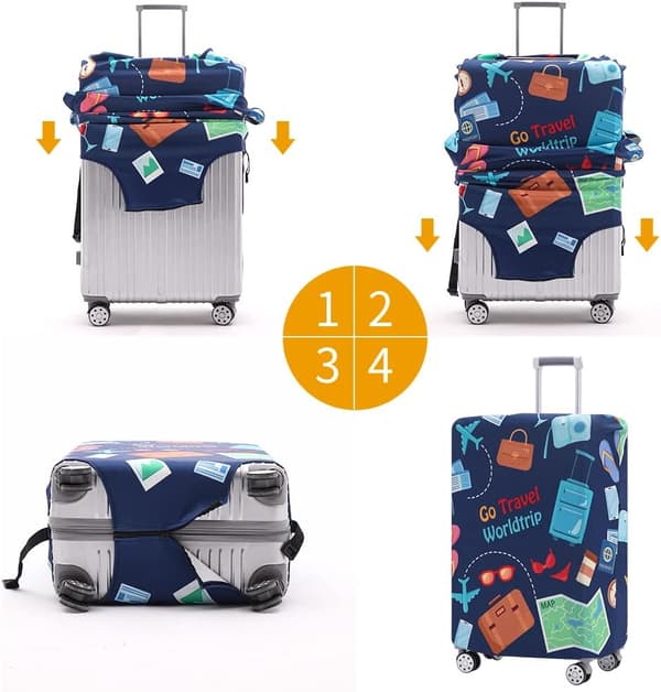 Bagagebeskyttelse Vaskbart Kuffertholder Anti-scratch Kuffertholder Passer til 18-32 Tommer Bagage (Go travel-Trip, M)