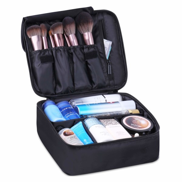 Rejse-makeuptaske Stor kosmetiktaske Make-up-taske til kvinder (sort)