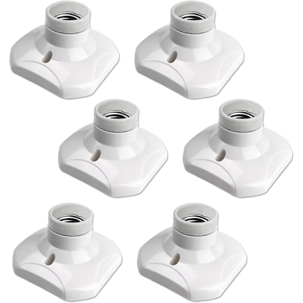 E27-ruuviliitäntäkattopistorasia, E27-tallipistorasia, AC 220-240V, pistorasiapidike, valkoinen muovinen lamppukanta, 6 kpl 6pc