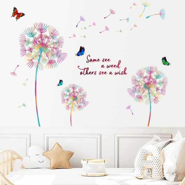 Seinätarra voikukka, kukka seinätarra lastenhuoneen tytöille, värikäs seinätarra voikukkakasvit oven seinäkoristelu